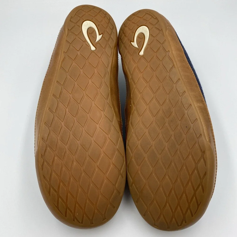 OluKai Mahana Men's Size 9 Blue Heather Jersey Slip-On Slippers 10451-DEDE